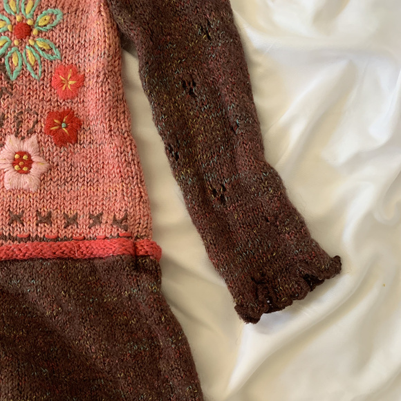 Pink and Brown Duex Par Duex Wool Dress (Size 7) - Picture 3 of 4